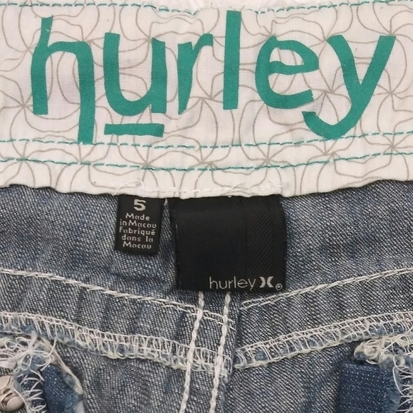 Hurley Vintage Junior's Blue Mid Rise Button Zipper Front Cotton Bermuda Short - Picture 11 of 13